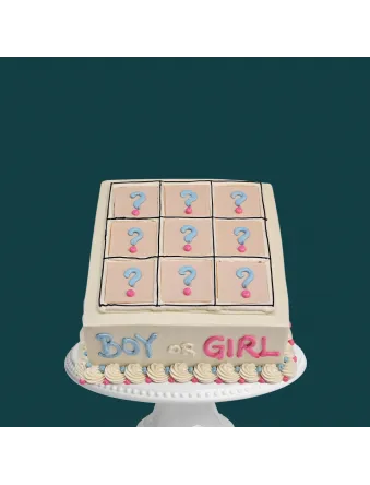 Tic Tac Toe Gender Reveal Cake