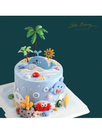 Underwater Ocean and Beach Cake