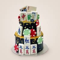 Black and Gold Mahjong Poker Cake
