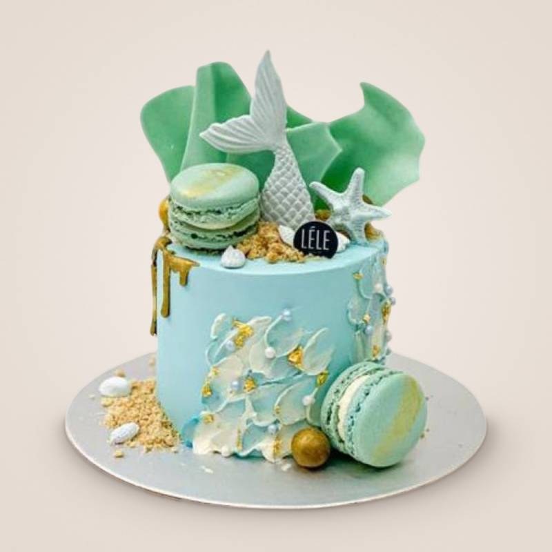 Mini Blue Mermaid Tail Cake