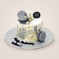 Mini Grey and White Macarons Cake