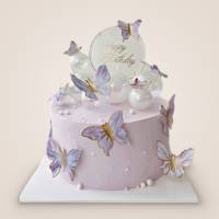 Pastel Purple Butterflies Cake