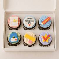 Teachers' Day Classroom Cupcakes (6pcs) – Handmade Fondant Toppers
