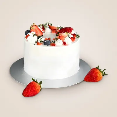 Strawberry shortcake with fresh cream, strawberries and blueberries, available for same-day delivery